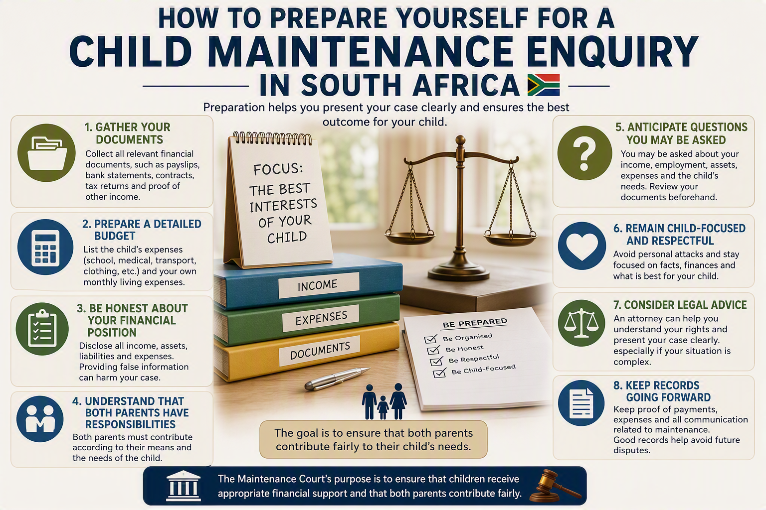 How to prepare for a child maintenance enquiry in South Africa